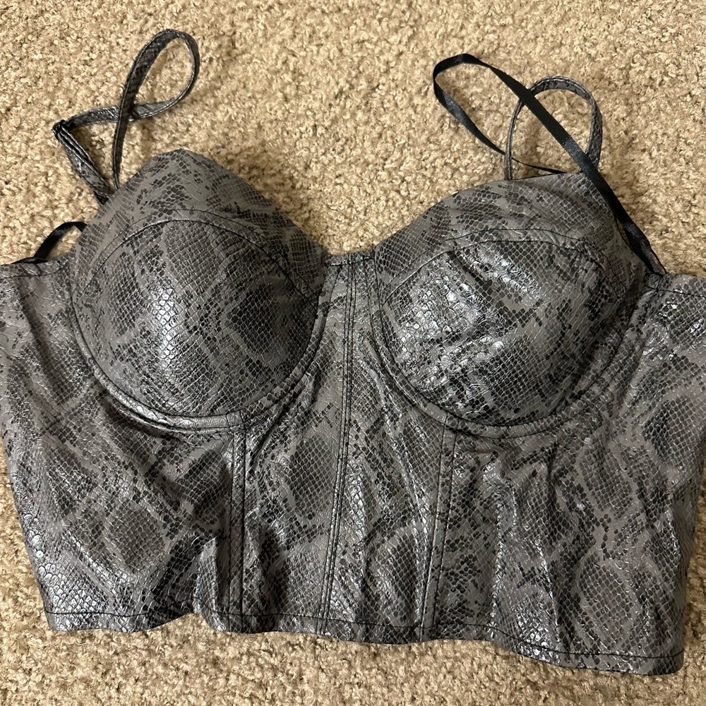 Snakeskin Pattern Bustier Corset Style Top